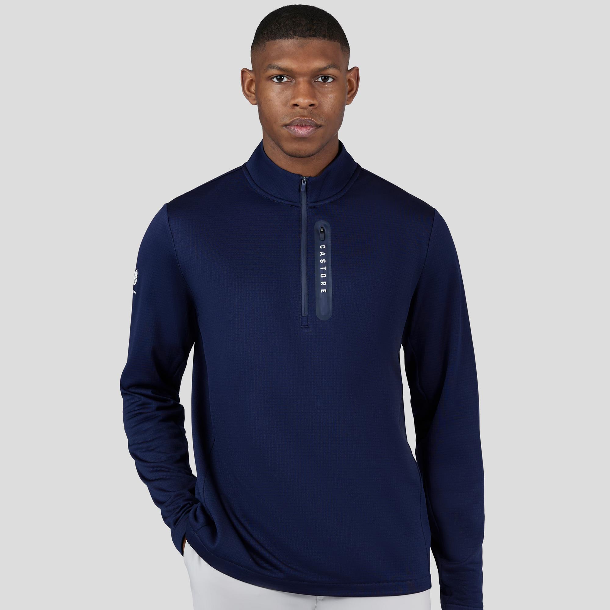 Castore Soft Shell Tech 1/2 Zip Mens Golf Mid Layer Midnight Navy